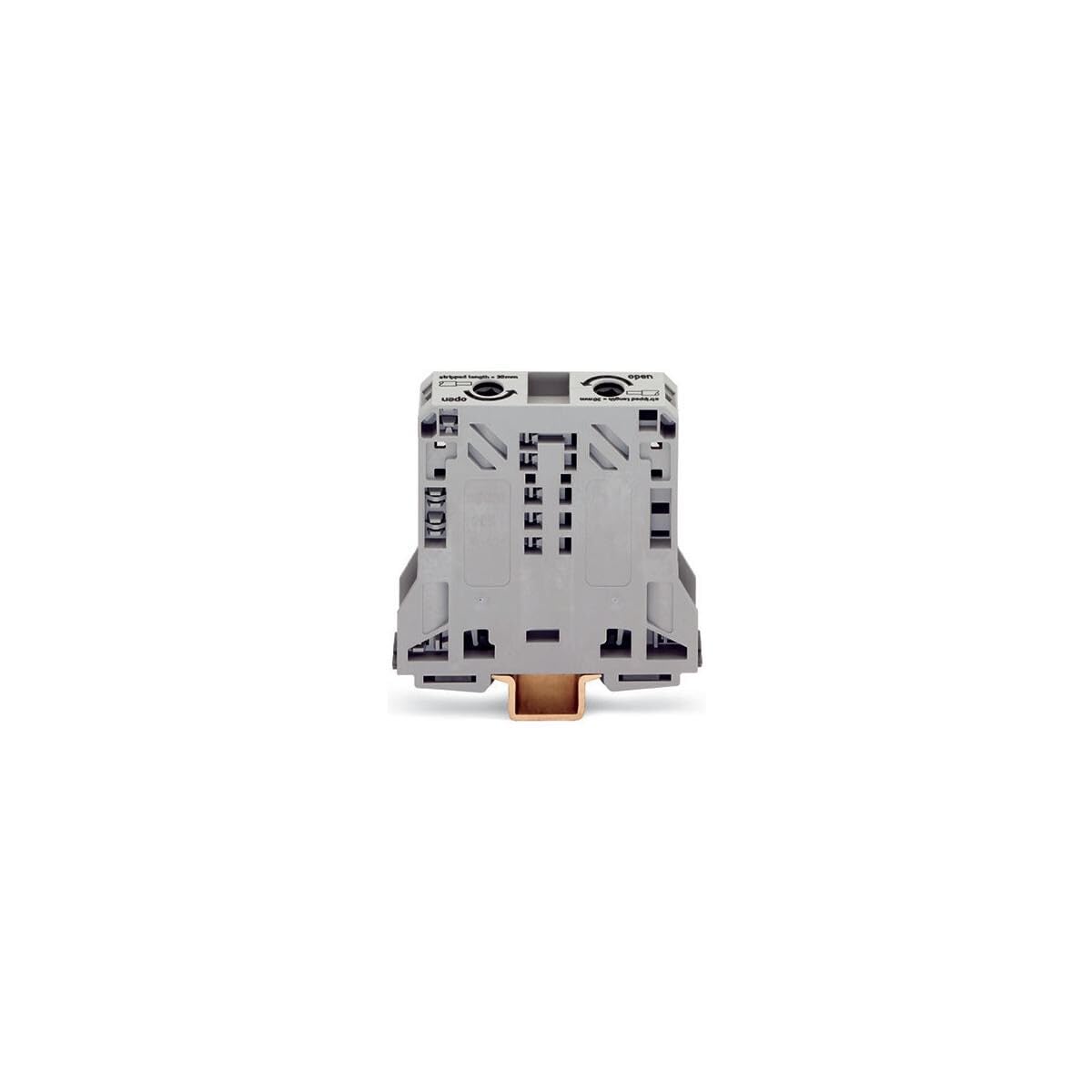 WAGO 285-150 2 Position, 8-2/0AWG; NO. of Positions:2POSITIONS; Wire Size AWG MIN:8AWG; Wire Size AWG MAX:1AWG; Conductor Area CSA:70MM²; Connection Method:CLAMP; Rated Current:150A; Rated VOLTAG