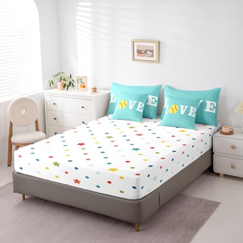Image of Feelyou Softball Bedding Set Queen Size Kids Boys Girls 7 Piece