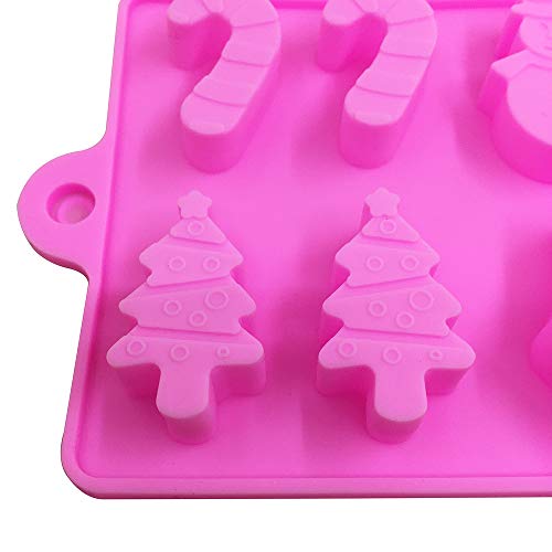 3 Pack Silicone Christmas Candy Molds, Yucool Cake Chocolate Jelly Baking Trays Pan For Party Decoration, Xmas Gift,With Shape Of Christmas Tree, Santa Head - Red,Green,Pink #TOP7