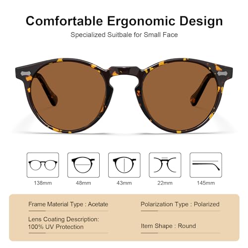 CARFIA Small Acetate Polarized Sunglasses for Women UV Protection, Retro Italy Handcrafted Sunnies Vintage Ladies Shades3