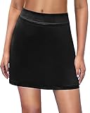Ekouaer Women's Active Athletic Skort Skirt Underneath Shorts with Pockets Black
