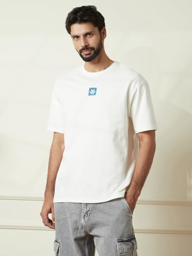 Image of WROGN Men's 100% Cotton T-Shirt | Back Graphic Print | Oversized Fit