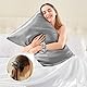 BEDELITE Seidenkissenbezug Alternative 40 x 80 Grau - Satin Kissenbezug 2er Set Weich 40x80 Sommer mit 2 Haargummis für Haar und Haut, Similar to Silk Pillowcase Pillow Cover