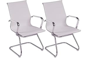 White Faux Leather Office Chair, Set of 2