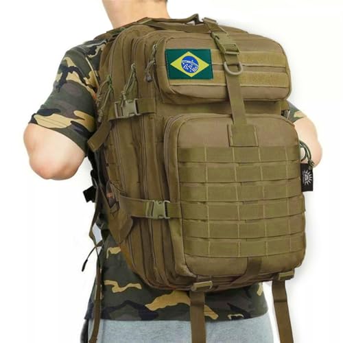 50L Mochila Masculina Reforçada, Sistema MOLLE, Grande Capacidade para Trilhas, Acampamentos, Aventura - Mochila Resistente para 3 Dias de Emergência e Atividades ao Ar Livre (Cor areia)