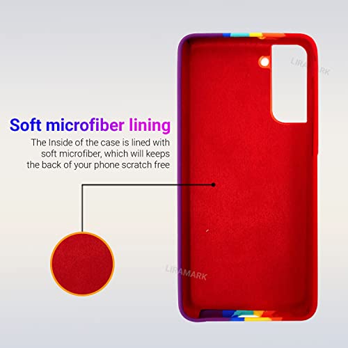 Image of LIRAMARK Liquid Silicone Soft Back Cover Case for Samsung Galaxy S21 (Rainbow)