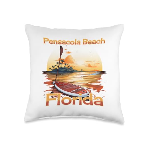 Pensacola Beach Florida Outdoor Water Sports Pensacola Beach Florida SUP Stand Up Paddle Board Throw Pillow, 16x16, Multicolor