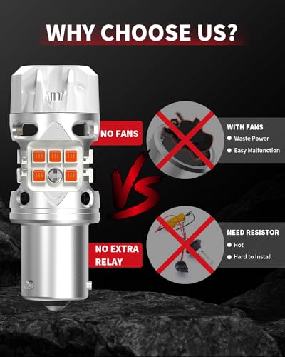 Image of LASFIT T3 7507 LED Bulb Amber, PY21W BAU15S Canbus Ready Turn Signal Lights Built In Resistor 2641A 12496 For 2012-2021 VW Tiguan Front, And 2018-2022 Honda Accord Rear, Automotive Plug and Play(2pcs)