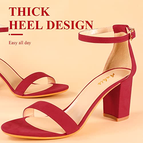 Image of Ankis Heels for Women Open Toe Ankle Strap Chunky Heel Sandals 2.75 Inch