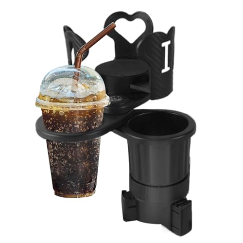 Cup Holder Extender | Cup Holder Adapter Car Accessories - 360 Degree Rotation Adapter Storage Organizer, Water Bottle Rack Large for Flasks Travel Tumblers Coffee Mugs