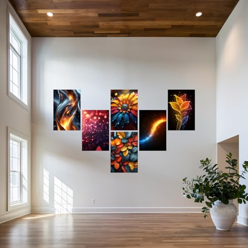 Image of SiddArtify Abstract Wall Art Prints Set - Modern Decorative Poster for Living Room Bedroom Office - 8x12 Sticker Pack of 6