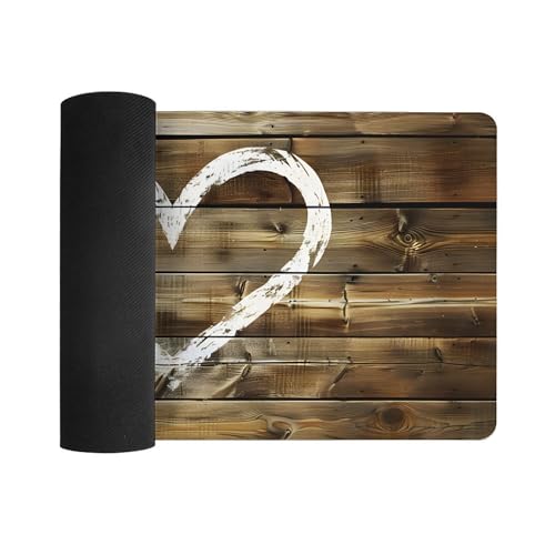 Image of Wood Grain Valentine's Day Extended Gaming Mouse Pad, with Stitched Edges Large Mouse Pad Desk Protector, Rubber Base Mousepad Keyboard Mouses Mat for Work Game Office Home 32 inchX16 inch,E501