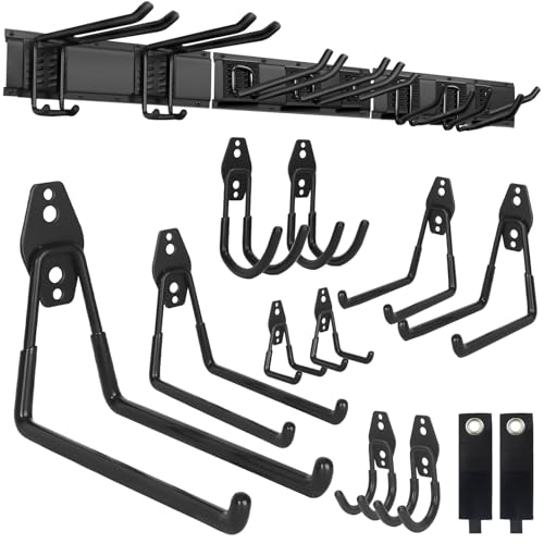PIYILO Garden Tool Organizer 48 inches with 18 Garage Wall Hooks in 9 Types