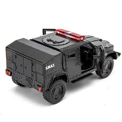 BDTCTK 1/36 Scale JLTV Armored Car Police Car Model, Zinc Alloy Die-Cast Pull Back Vehicles Kid Toys for Boy Girl Gift (Black) by BDTCTK - Image 7