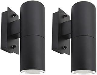 Zenon Lighting Collection 2 x Modern Outdoor Wall Light Black Stainless Steel IP65 ZLC076B