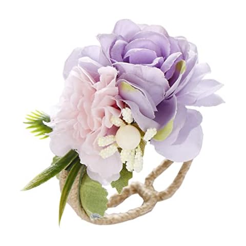 Rose Bracelet,Hand Flower Bracelet for Wedding, Bridal Shower, Prom, Bridesmaid (Purple) Cover