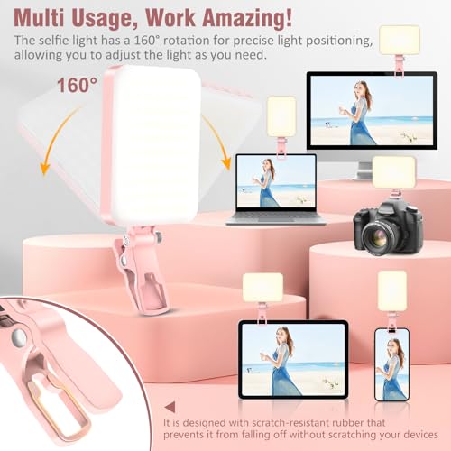 Image of ALTSON 60 LED Portable Selfie Light Video Conference Lighting with Clip & Camera Tripod Adapter Rechargeable 2200mAh CRI 97+, 9 Light Modes for Phone iPhone Webcam Laptop Photo Makeup