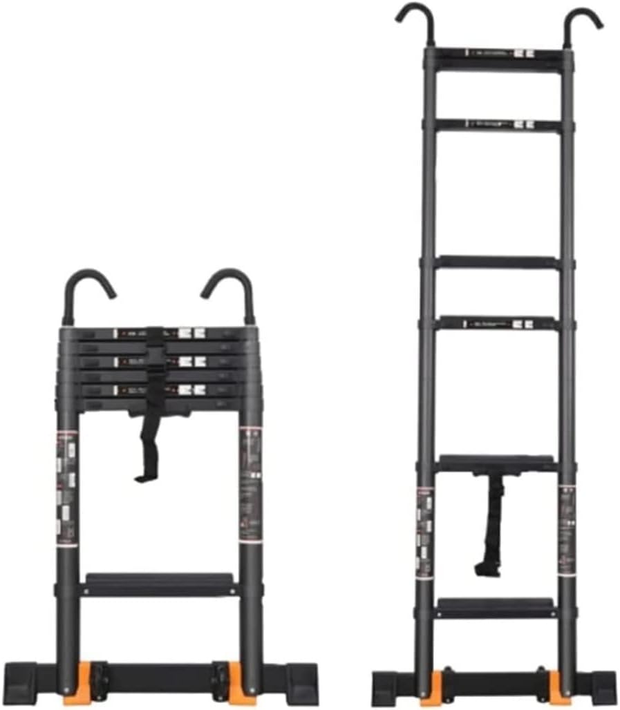 Step Ladder Telescoping Ladders Aluminum with Detachable Hook and Non-slip Folding Ladder for Home Attic Step Ladders 330Lb Folding Ladder Telescopic Ladder(Size:13FT/3.9M)