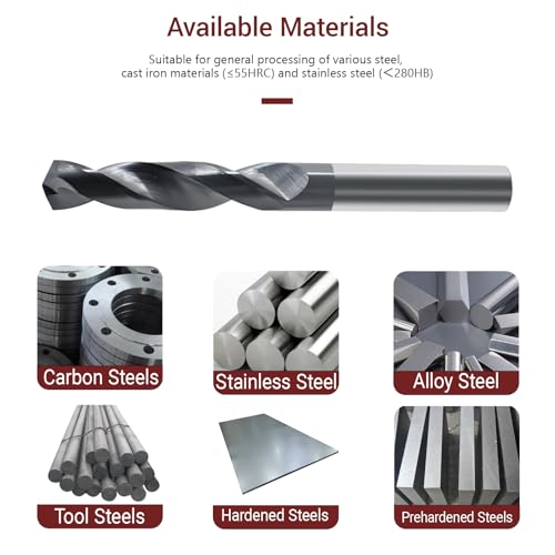 Image of 5 /16 Carbide Drill Bit: Max 700 Holes for Hardened Steel Stainless Steel Hot Working Steel Metal CNC Tungsten Solid Carbide TiAlSi Coating Jobber Drill Bits 135 Point Angle