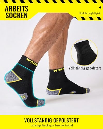 Effeet 10 Paar Kurze Arbeitssocken Herren Quarter Socken, Gepolsterte Verstärkte WORK Socken, Atmungsaktiv Kurzsocken mit Komfortbund, Work Socks 43-46 4
