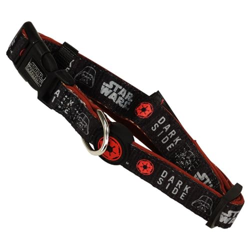 Collar Premium para Perros de Star Wars - Color Negro y Rojo - Talla S-M - Cierre Rápido de Click - Elaborado en Polyester - Diseño con Detalles 3D - Producto Original Diseñado en España
