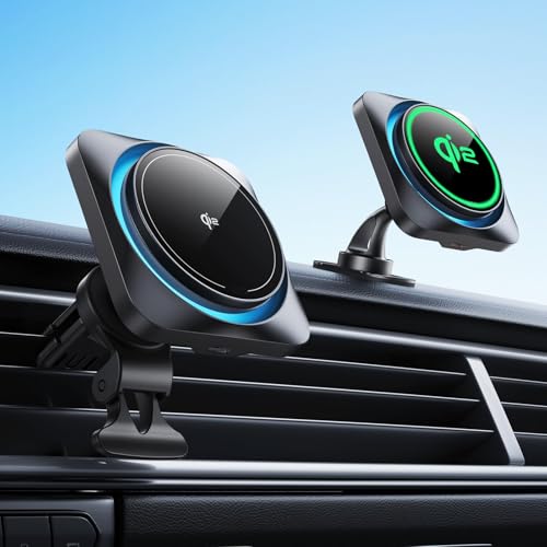 【冷却ファン付き】Qi215W充電車載スマホホルダー車Qi2認定magsafe充電器高速充電アップグレード型スマホ冷却エアコンルーバー/ダッシュボード式ワイヤレス車載充電器スマホスタンド車用マグセーフ充電器急速充電ブラック