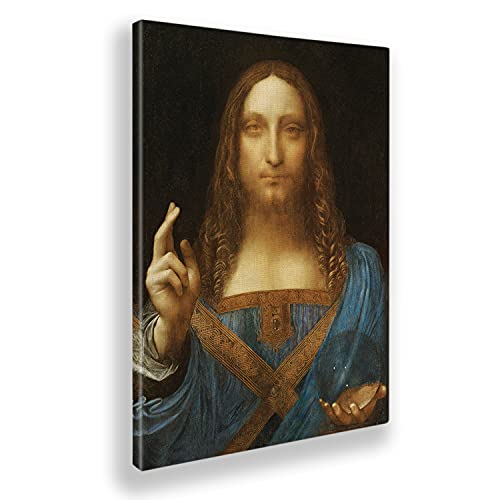 Giallobus - Quadro - Leonardo Da Vinci - Salvator Mundi - Tela canvas - 50x70 - Pronto da appendere - Quadri moderni per la casa