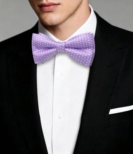 Image of Dubulle Mens Paisley Striped Bowtie Set Pre-tied Bowtie for Men and Pocket Square Set Wedding Business