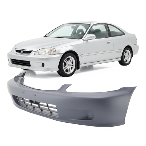 FitParts Compatible with Front Bumper Cover Fascia 1999-2000 Honda Civic DX EX-R GX HX LX Si Coupe Sedan 99-00. New Primed Without Sensor Holes. HO1000184 04711S01A01ZZ