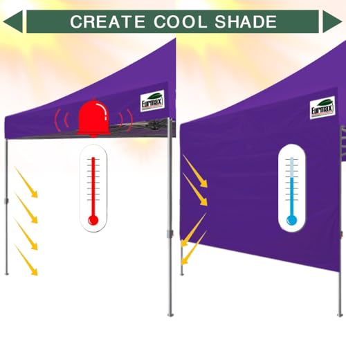 Image of Eurmax USA 10x4.8 Pop Up Canopy SunWall-UV Protection for Tents,Blocks Sunlight&Wind,Water Resistant Side Wall Only,Easy Hook & Loop Installation,Fit for 10FT Straight Leg Shelters&Gazebo,Purple