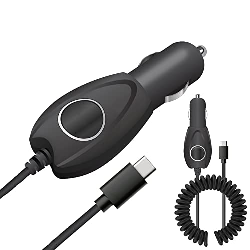 Hi-Power 15W Coiled Charger (2Pack) Compatible with vivo Z5 CAR with Long Extending Coiling Cable Plus 3Amp Turbo Quick USB-C/PD Power