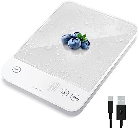 Etekcity Food Kitchen Scale, 22lb Digital Weight Scale Grams and Ounces Rechargeable Waterproof Tool for Weight Loss, Cooking, Baking, Meat, Bread, Large 0.05oz/1g Accuracy