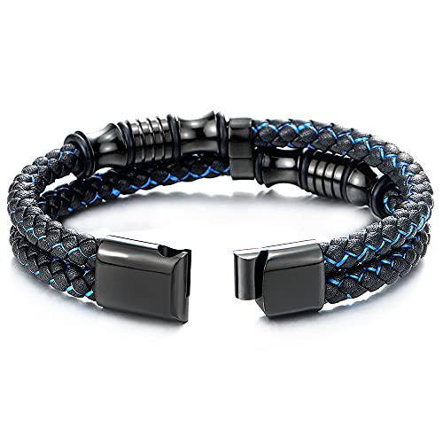 Pulsera de Cuero Trenzado Doble Fila para Hombre miniatura 3
