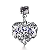 Inspired Silver - Alaska - Silver Memory Charm for Women - Pave Heart Charm Jewelry Gift with Cubic Zirconia - Women's Charm for Bracelets