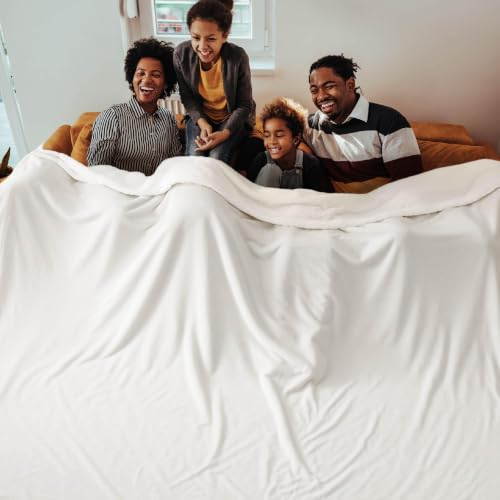 Image of Bedsure GentleSoft Sherpa Fleece Cal King Blankets for Bed, Non-Heated, Thick and Warm Oversized Throw for Women and Men, Soft Fuzzy Plush Large Blanket for Winter, White, 112x98 Inches