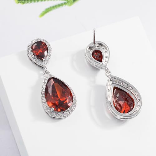 Image of SELOVO Bridal Teardrop Drop Earrings Pierced /Clip Earrings Cubic Zirconia Silver Tone