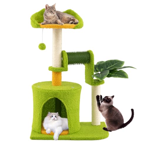 Tangkula Palm Small Cat Tree, Cute Cat Tower Sisal