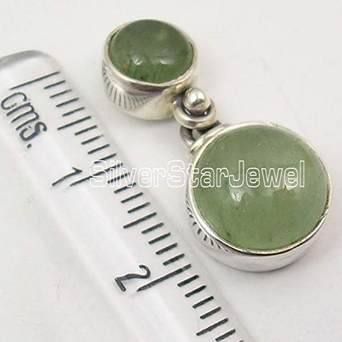 925 Fine Silver Green Aventurine Earrings 0.9" 7.5 Grams Wholesale Jewelry3