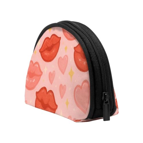 Portable Coin Purse Red Lipstick Love Mini Zippered Money Pouch Card Holder4