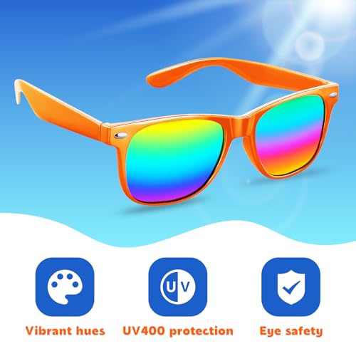 Max Fun 28 Pack Kids Party Sunglasses Bulk, Neon Colors UV400 Protection Glasses for Birthday, Pool Beach Summer Party Favors4