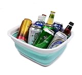 SAMMART 7,7 l składany tub - Przenośny pojemnik do prania - Plastikowy pojemnik do mycia (White/Lake Green, Small)