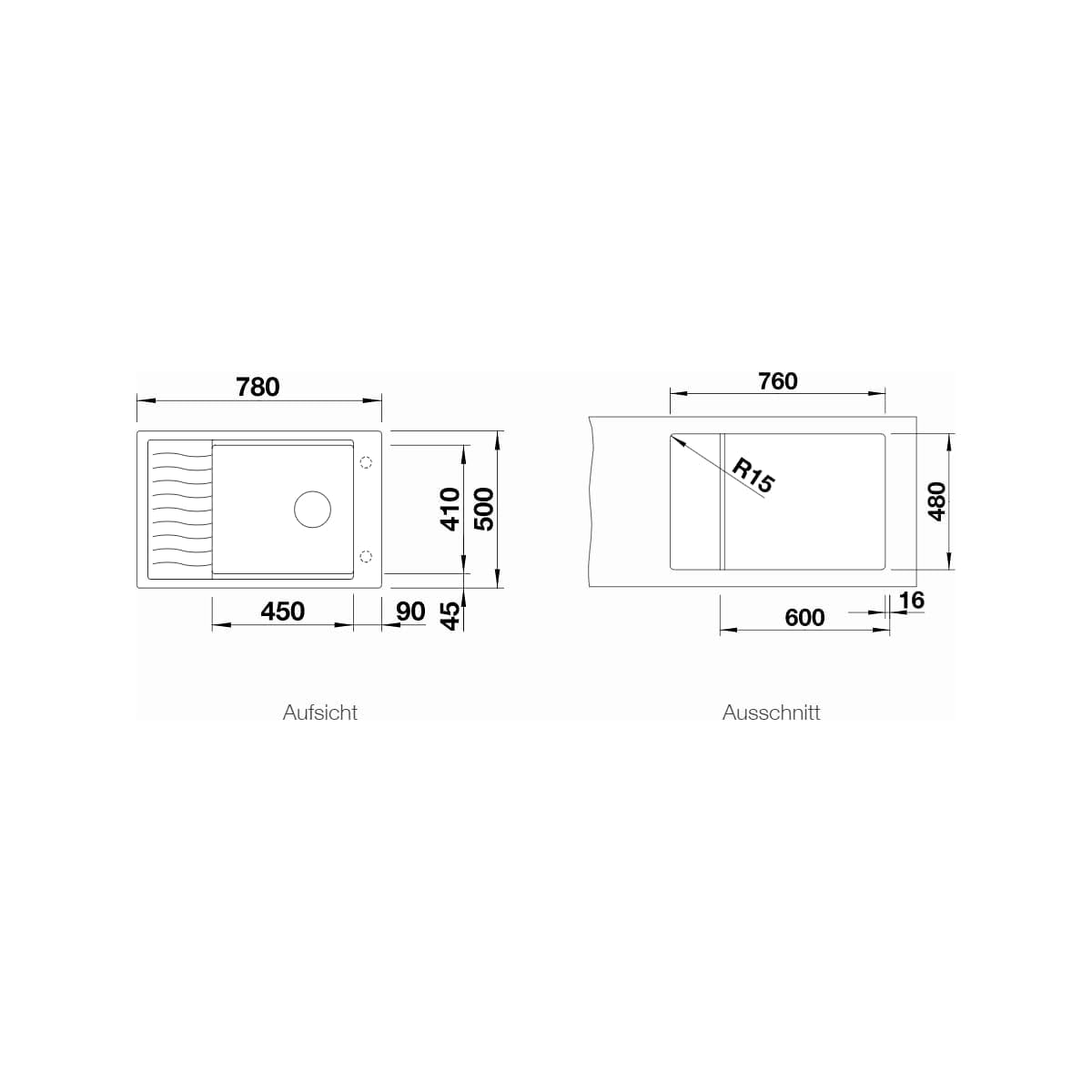 BLANCO 525882 Elon XL 6 S Évier de cuisine Noir 60 cm