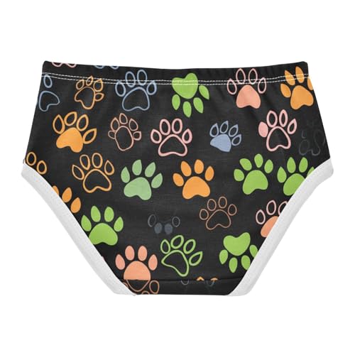 Bright Girls Underwear Toddlers 2t Cotton Girl Panties Cute Colorful Paw Prints Black Briefs Undies Kids2