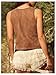 GORGLITTER Women's Western Vest Lace Up Cowboy Country 70s Hippie Faux Suede Tank Tops 2025 Brown X-Large