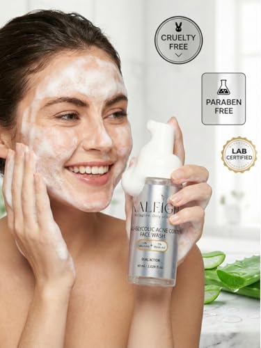 Image of KALEIGH Sali-Glycolic Acnecontrol Foaming Face Wash for Oily & Acne-Prone Skin Type | Tan Removal Cleanser for Men & Women | Deep Cleans Pores, Controls Excess Oil | Glowing, Moisturizing & Brightening Skin | Gently Exfoliates | 60ml
