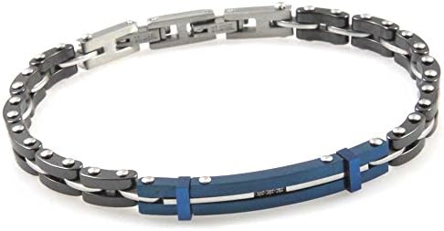 bracciale uomo acciaio nero azzurro bcc2218 bracciale uomo acciaio nero azzurro bcc2218