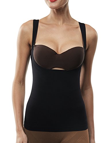 Women's Shapewear Cami Tank Top Open Bust Body Shaper Slimming Waist Cincher Black