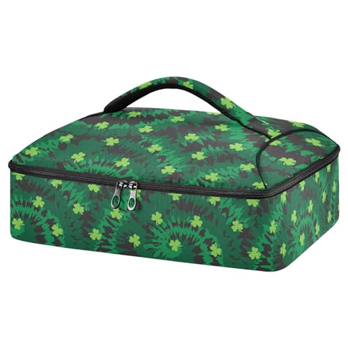Contenitore termico isolato per alimenti caldi o freddi borsa tote isolata per il giorno di San Patrizio con trifoglio tie dye per potluck cookout feste picnic lasagne Multicolore Taglia