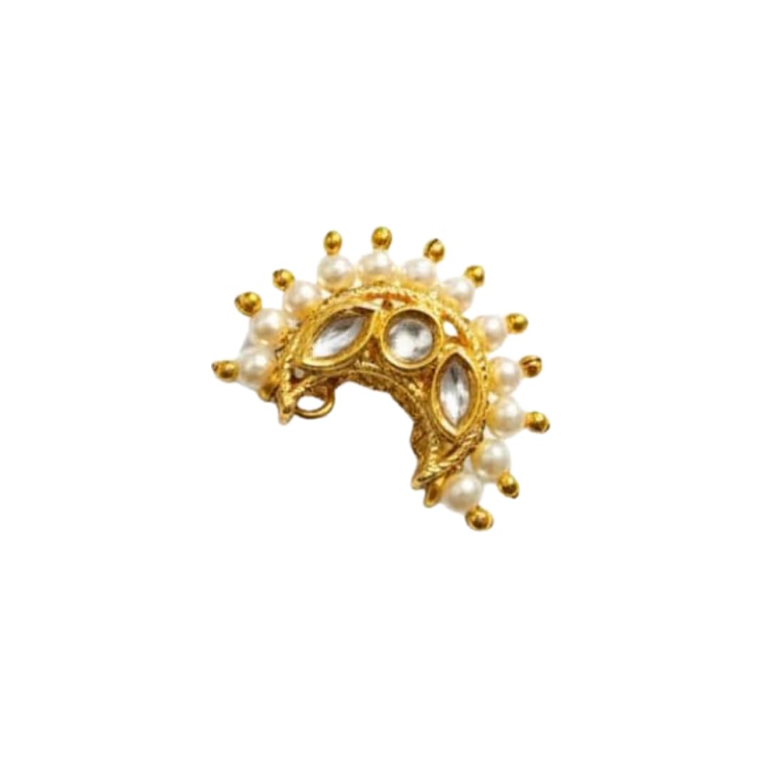 modra by kiasha lifestyle Traditional Maharashtrian Gold Nose Pin with Intricate Design and Green Stone Detailing – Perfect for Ethnic and Festive Occasions-picture-38