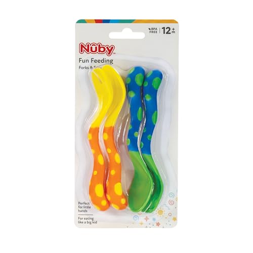 Nuby Spoons and Forks, Colors May Vary, 4 Count